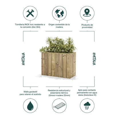 Jardinera De Madera Para Exterior 80x34x60 Cm Atrium Hortalia_2