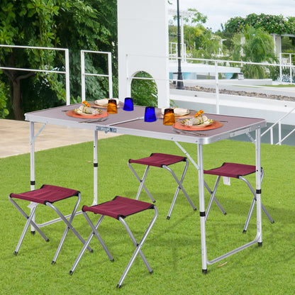 Outsunny Mesa Maleta De Aluminio 4 Taburete Plegable De Acampada Picnic Altura_1