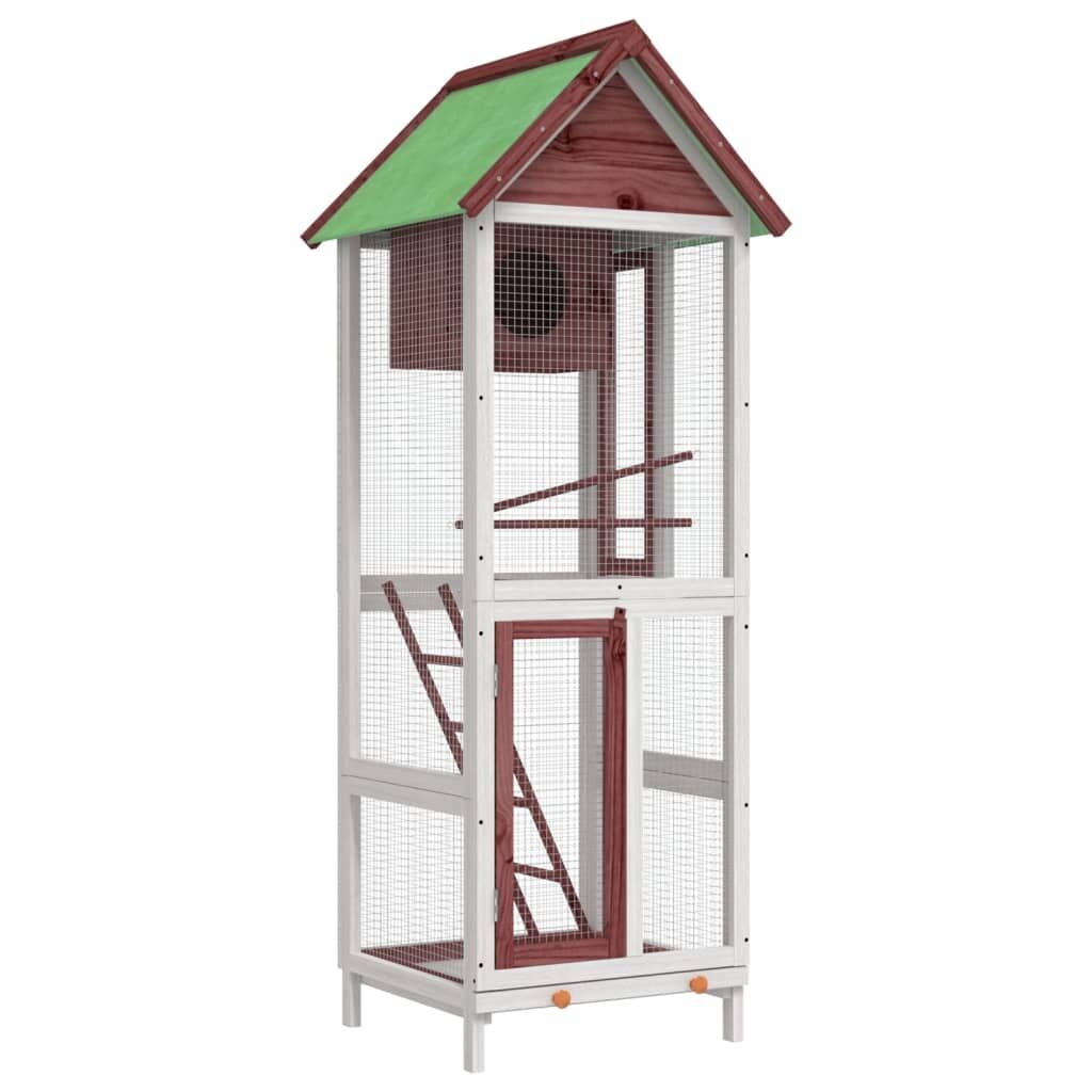 Vidaxl Casita Para Pájaros Madera Maciza Pino Color Moca 60x58,5x160cm_0