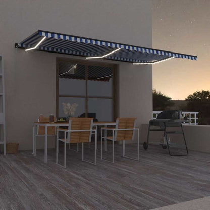 Toldo Retráctil Manual Con Luz Led Azul Y Blanco 600x300 Cm_1