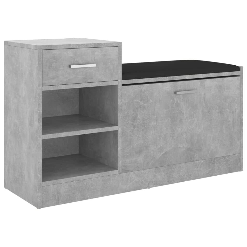 Vidaxl Banco Zapatero Madera De Ingeniería Gris Hormigón 94,5x31x57 Cm_0