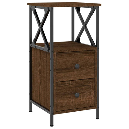 Mesita De Noche Madera De Ingeniería Marrón Roble 34x35,5x70 Cm_0