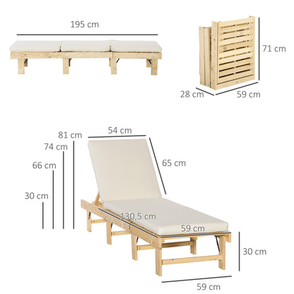 Outsunny Tumbona Madera Plegable Con Respaldo Ajustable 4 Posiciones 195x59x30cm_2