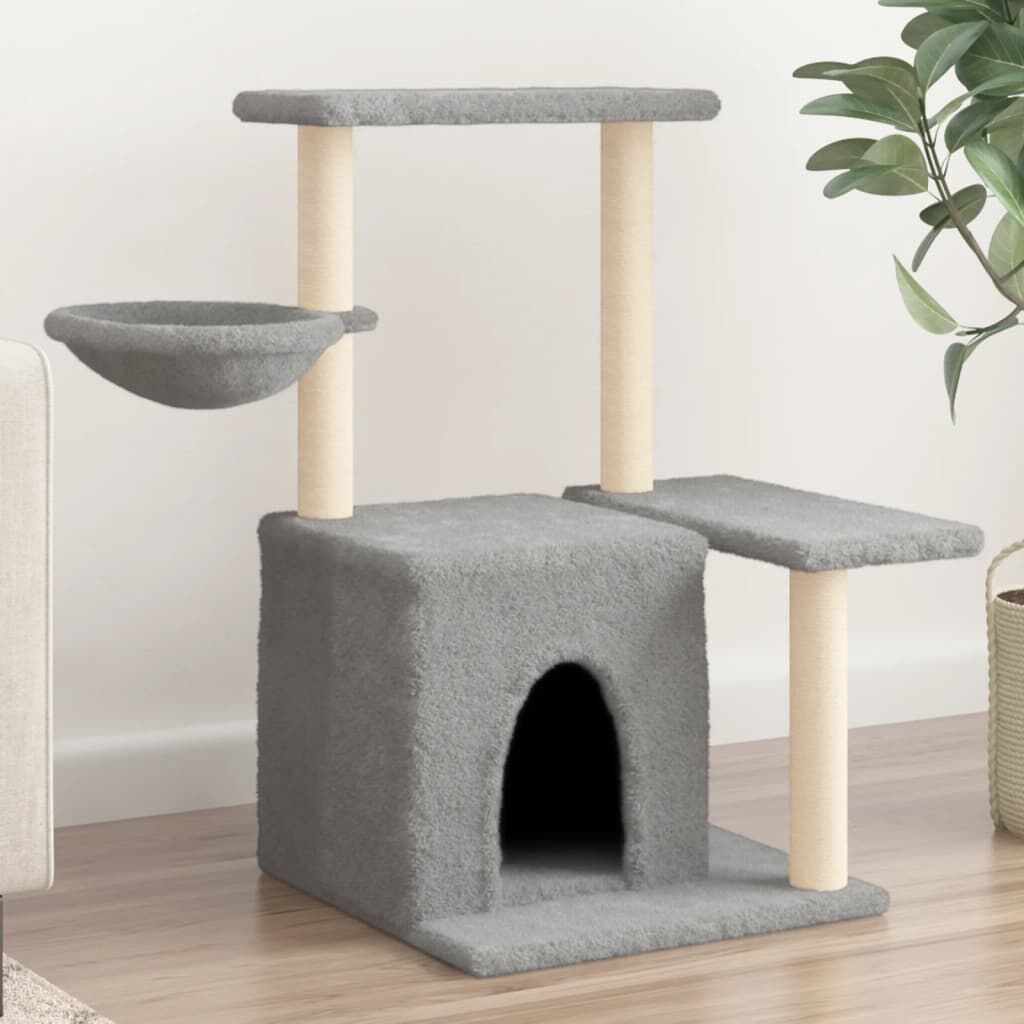 Vidaxl Rascador Para Gatos Con Postes De Sisal Gris Claro 83 Cm_1
