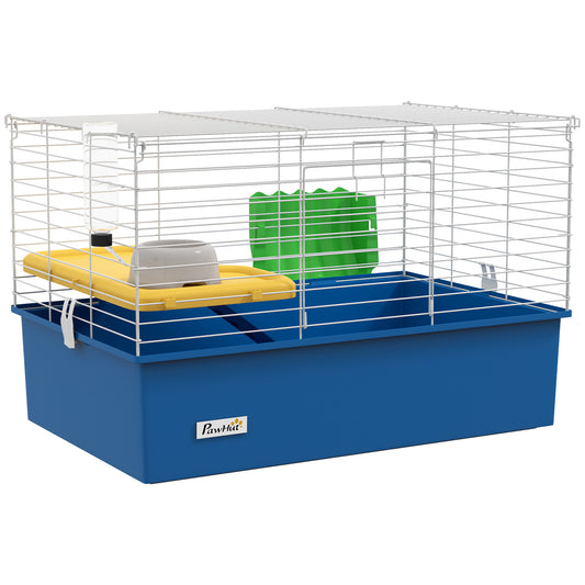 Pawhut Jaula Para Animales Pequeños Con Bandeja Inferior Rampa Comedero Azul_0