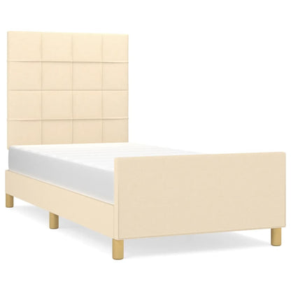 Estructura De Cama Con Cabecero De Tela Color Crema 80x200 Cm / Vetonek_3