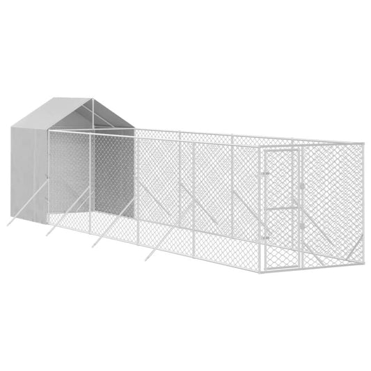 Vidaxl Perrera De Exterior Con Toldo Acero Galvanizado Plata 2x10x2,5m_0