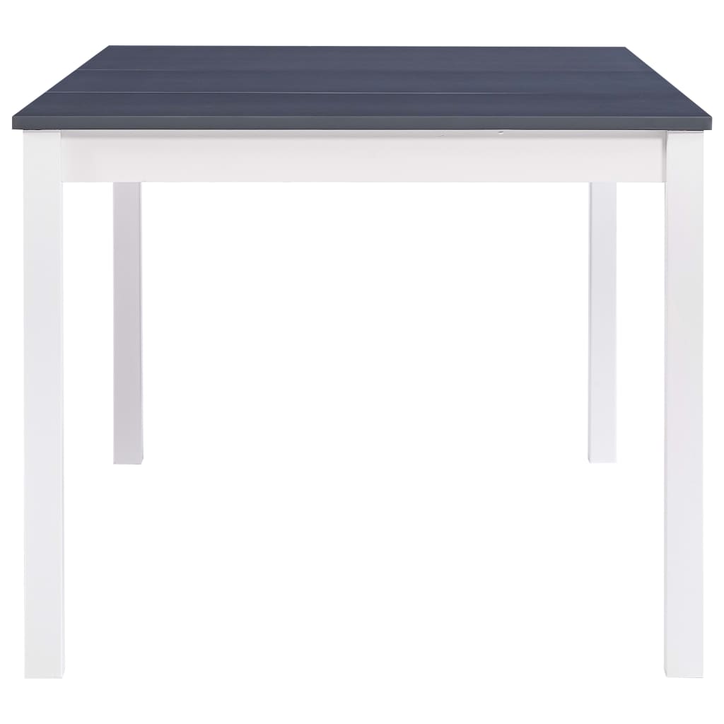 Mesa De Comedor De Madera De Pino Blanco Y Gris 180x90x73 Cm_1