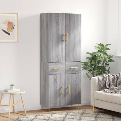 Aparador Alto Madera Contrachapada Gris Sonoma 69,5x34x180 Cm_0