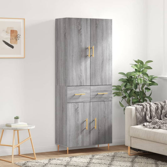 Aparador Alto Madera Contrachapada Gris Sonoma 69,5x34x180 Cm_0