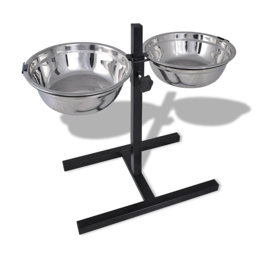 Vidaxl Soporte De Alimentación Ajustable Mascota 2x1,6l Tazón Inoxidable_0