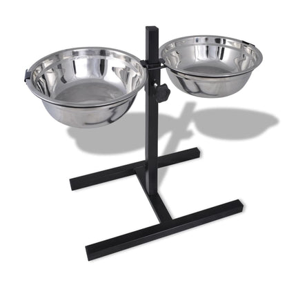 Vidaxl Soporte De Alimentación Ajustable Mascota 2x1,6l Tazón Inoxidable_0