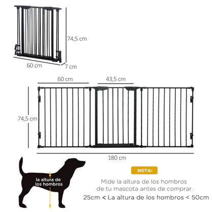 Pawhut Barrera Para Perros Plegable De 3 Paneles Con Cierre Inteligente Negro_2