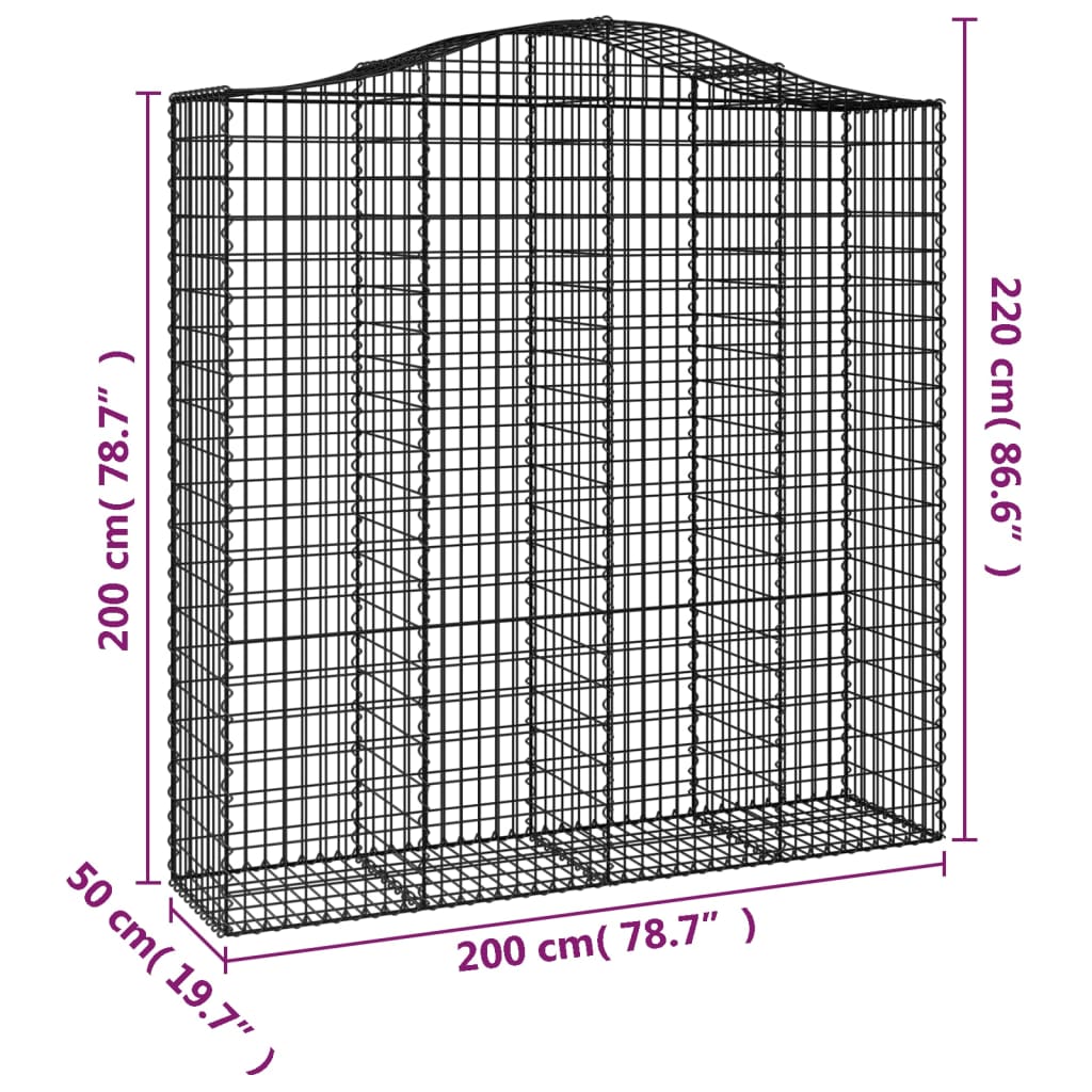 Cestas De Gaviones 4 Uds Forma De Arco Hierro 200x50x200/220 Cm_5