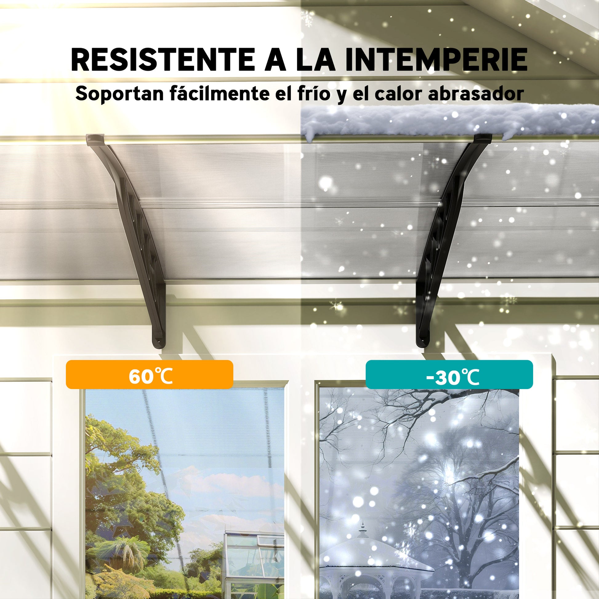 Outsunny Tejadillo De Protección 303x96 Cm Marquesina Exterior Para Puertas_5