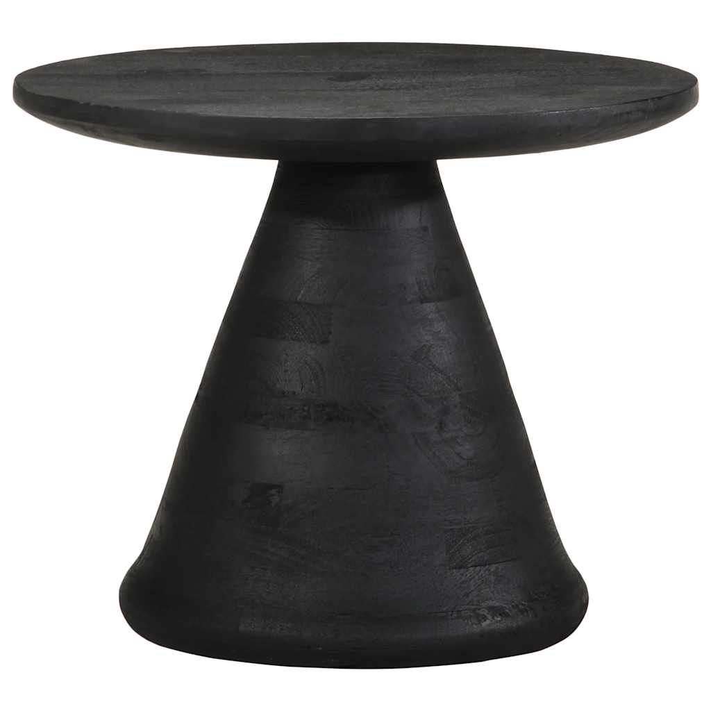 Mesa Auxiliar Madera Maciza De Mango Negra Ø50x40 Cm_0