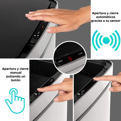 Papelera Reciclaje 62l Acero Inoxidable Negro