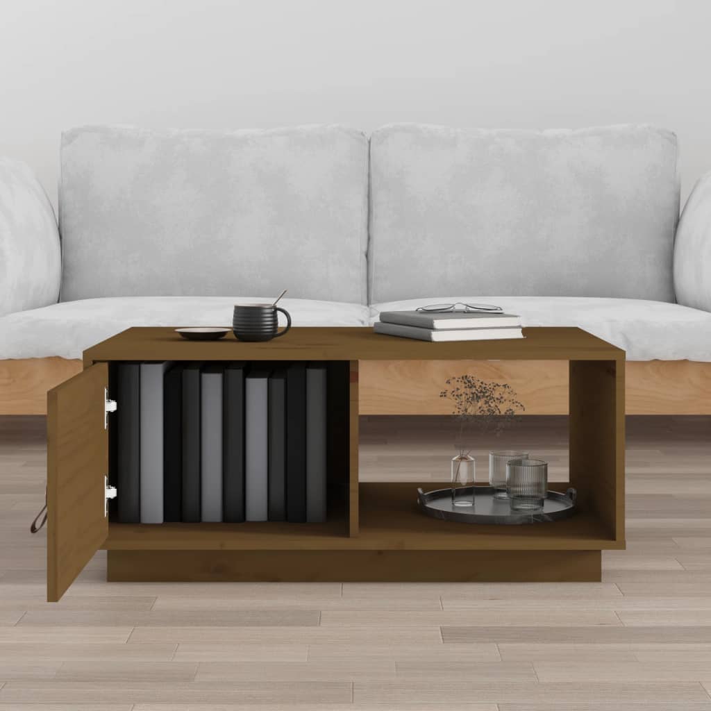 Mesa De Centro Madera Maciza De Pino Marrón Miel 80x50x35,5 Cm_1