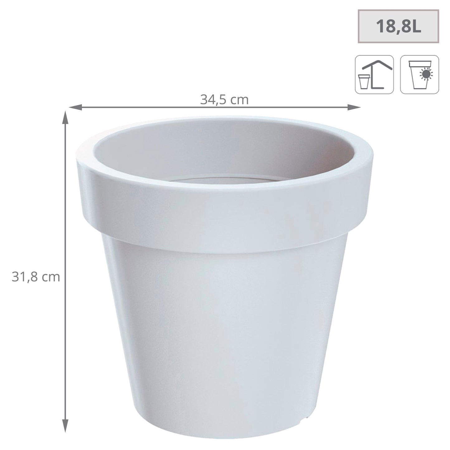 Maceta De Plastico Lofly En Color Blanco 34,5 (largo) X 34,5 (ancho) X 31,8 (alto) Cm_1