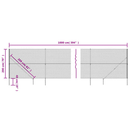 Cerca De Alambre Con Pinchos De Anclaje Gris Antracita 2x10 M / Vetonek_0