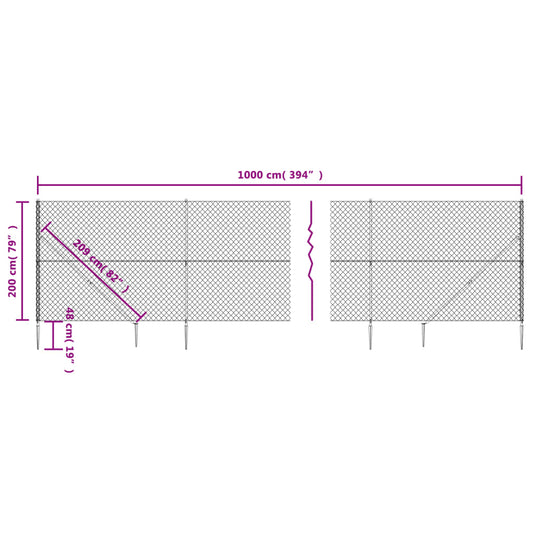 Cerca De Alambre Con Pinchos De Anclaje Gris Antracita 2x10 M / Vetonek_0