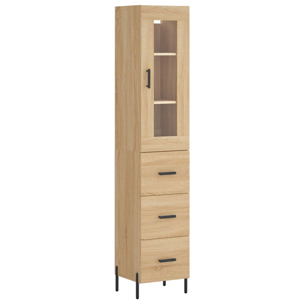 Aparador De Madera Contrachapada Roble Sonoma 34,5x34x180 Cm_1