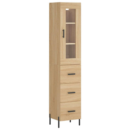 Aparador De Madera Contrachapada Roble Sonoma 34,5x34x180 Cm_1
