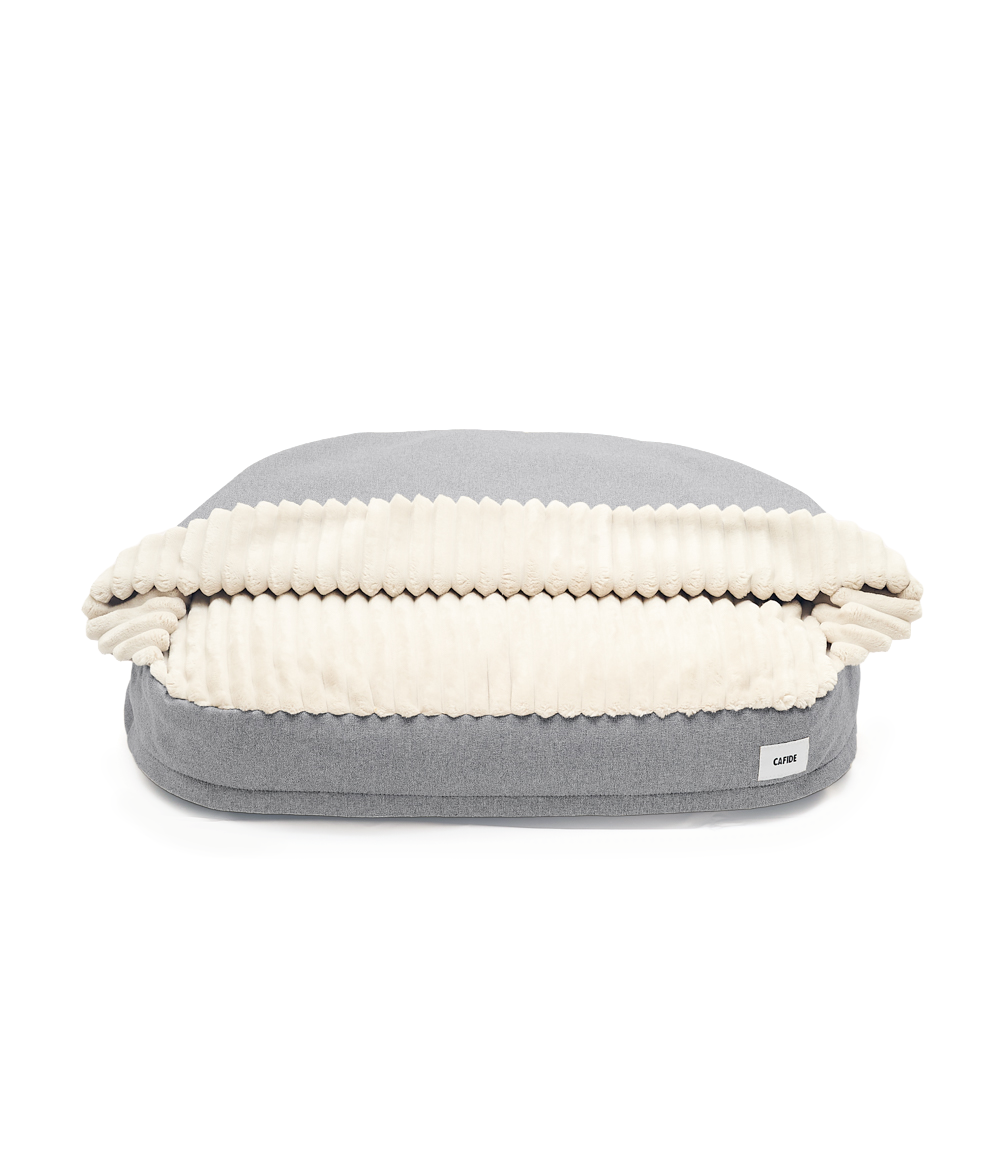 Cafide Cama Con Capucha Para Perro Con Tejido Chenilla Gris. Modelo Maso. Talla S (50x60x10 Cm)_0