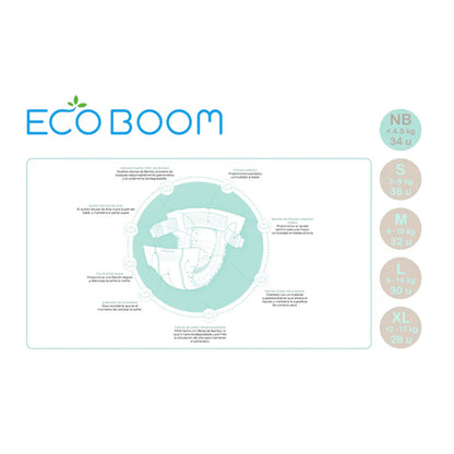 Pañal de Bambú Pure Premium ECO BOOM T0 (0 a 3 Kg) 34 uds
