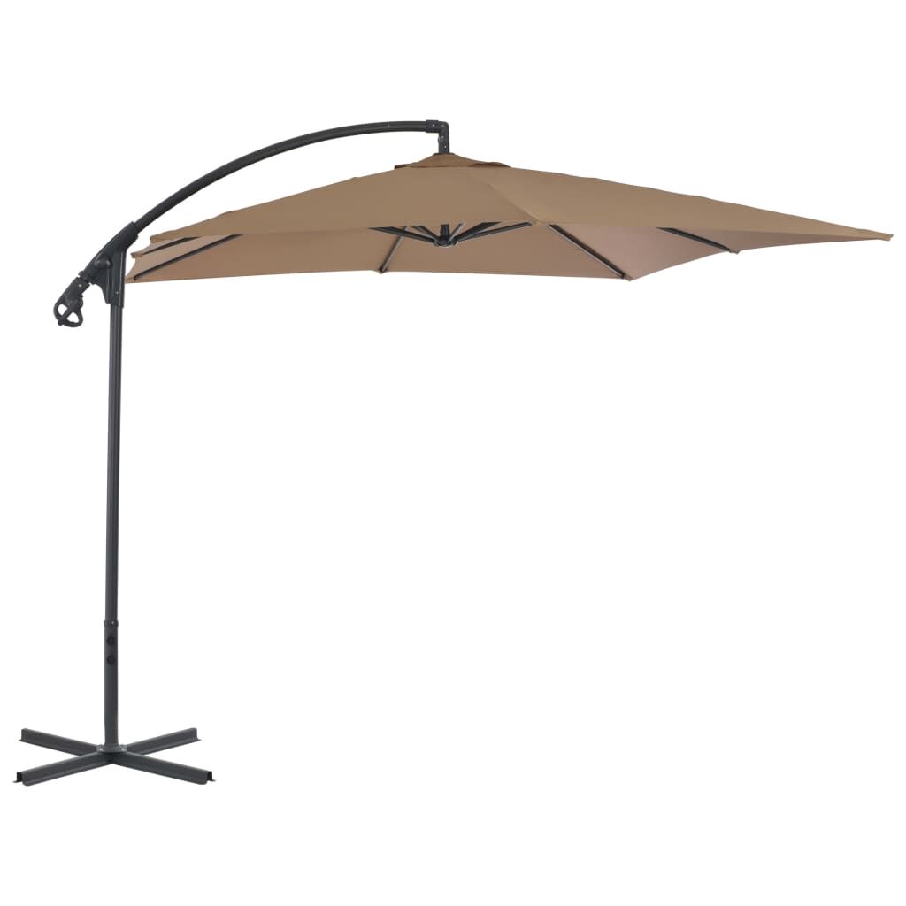 Vidaxl Sombrilla De Jardín Voladiza Con Palo De Acero Taupe 250x250 Cm_1