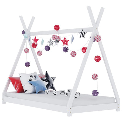 Vidaxl Estructura De Cama Infantil Madera Maciza Pino Blanco 80x160 Cm_0