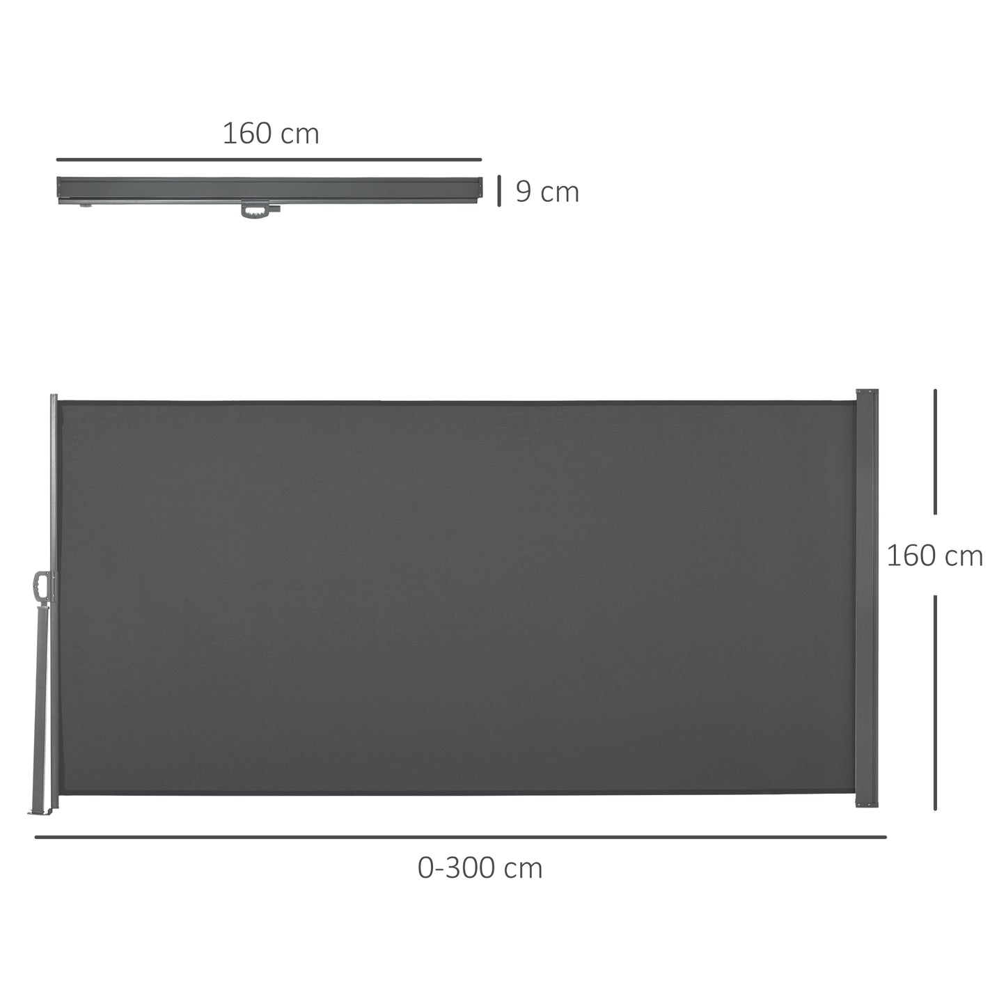 Outsunny Toldo Lateral Retráctil 300x160 Cm Pantalla Enrollable Para Jardín Gris_2