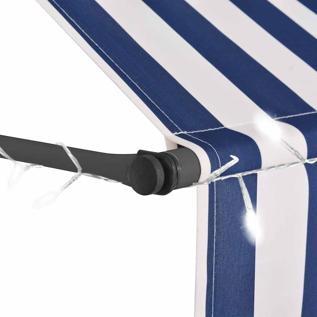 Toldo Manual Retráctil Con Led Azul Y Blanco 200 Cm_3