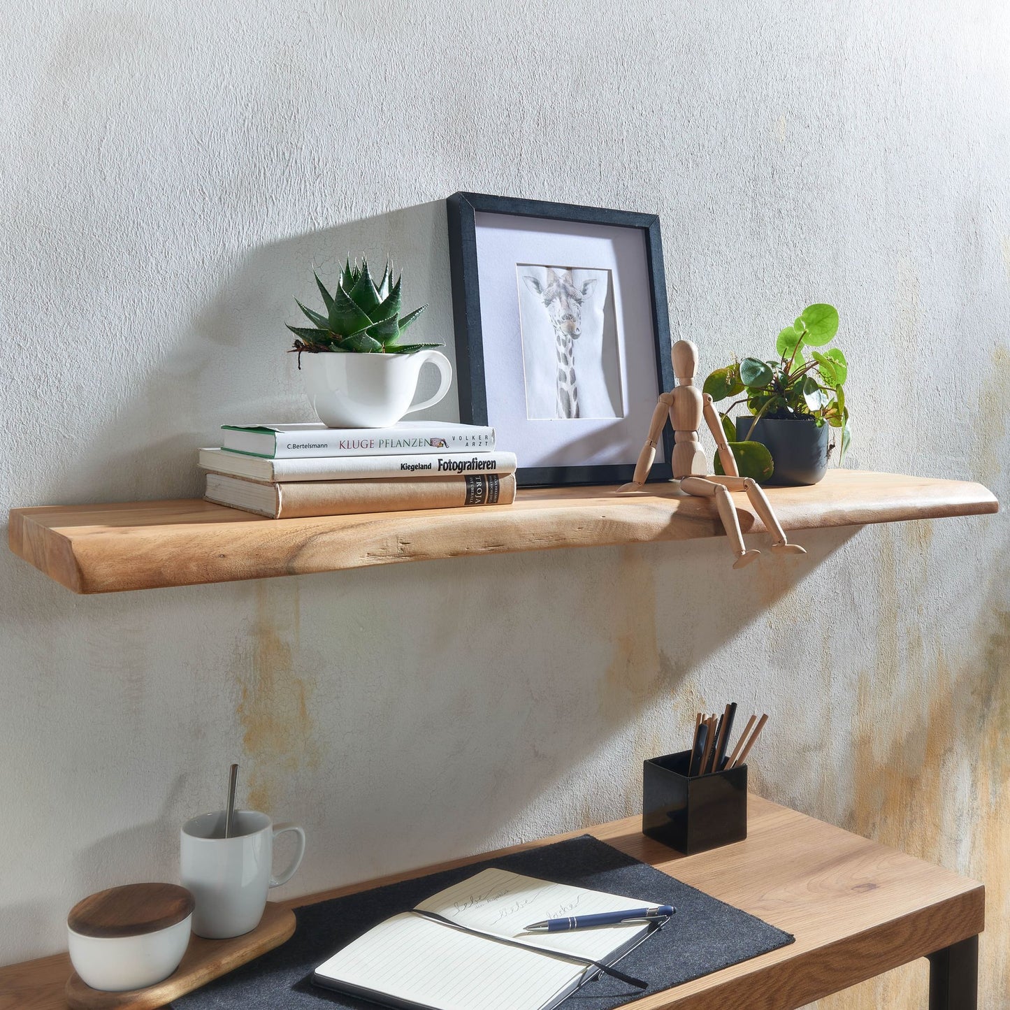 Estantería De Pared 100 Cm En Madera Maciza De Acacia_1