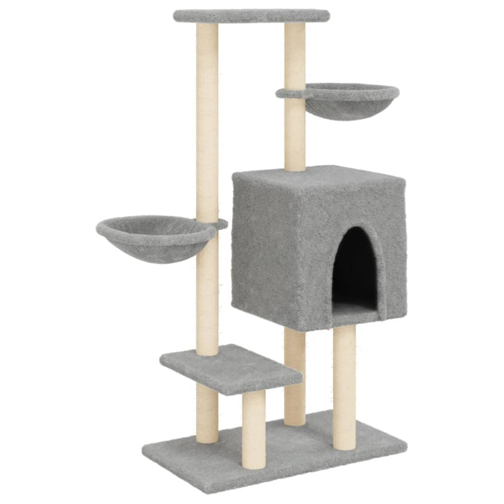 Vidaxl Rascador Para Gatos Con Postes De Sisal Gris Claro 117 Cm_0