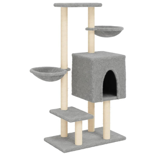 Vidaxl Rascador Para Gatos Con Postes De Sisal Gris Claro 117 Cm_0