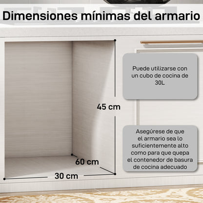 Caixote Do Lixo Extraível Homcom Abs, Metal Cinzento 52x26x40,8 Cm 851-074v00gy_5
