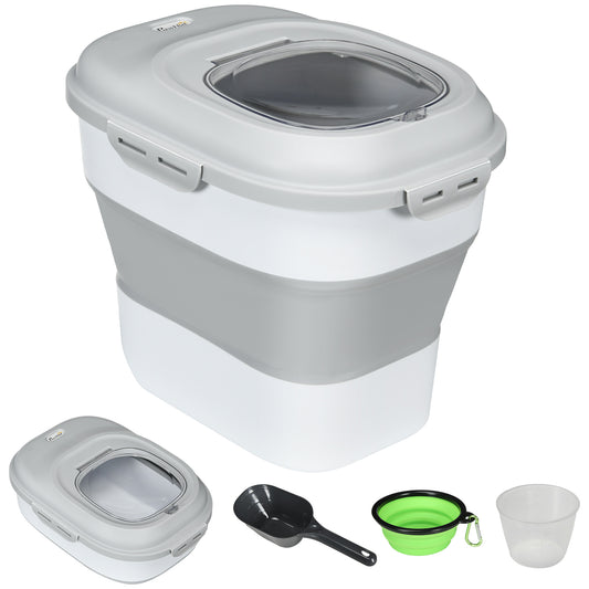 Pawhut Contenedor De Pienso Plegable 25l Con Taza Medidora Cuenco Plegable_0