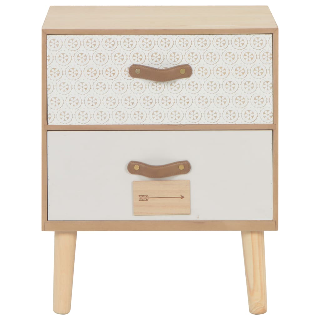 Mesita De Noche Con 2 Cajones Madera Maciza Pino 40x30x49,5 Cm_1