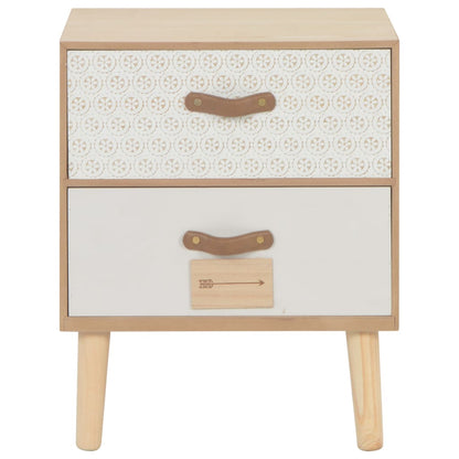 Mesita De Noche Con 2 Cajones Madera Maciza Pino 40x30x49,5 Cm_1