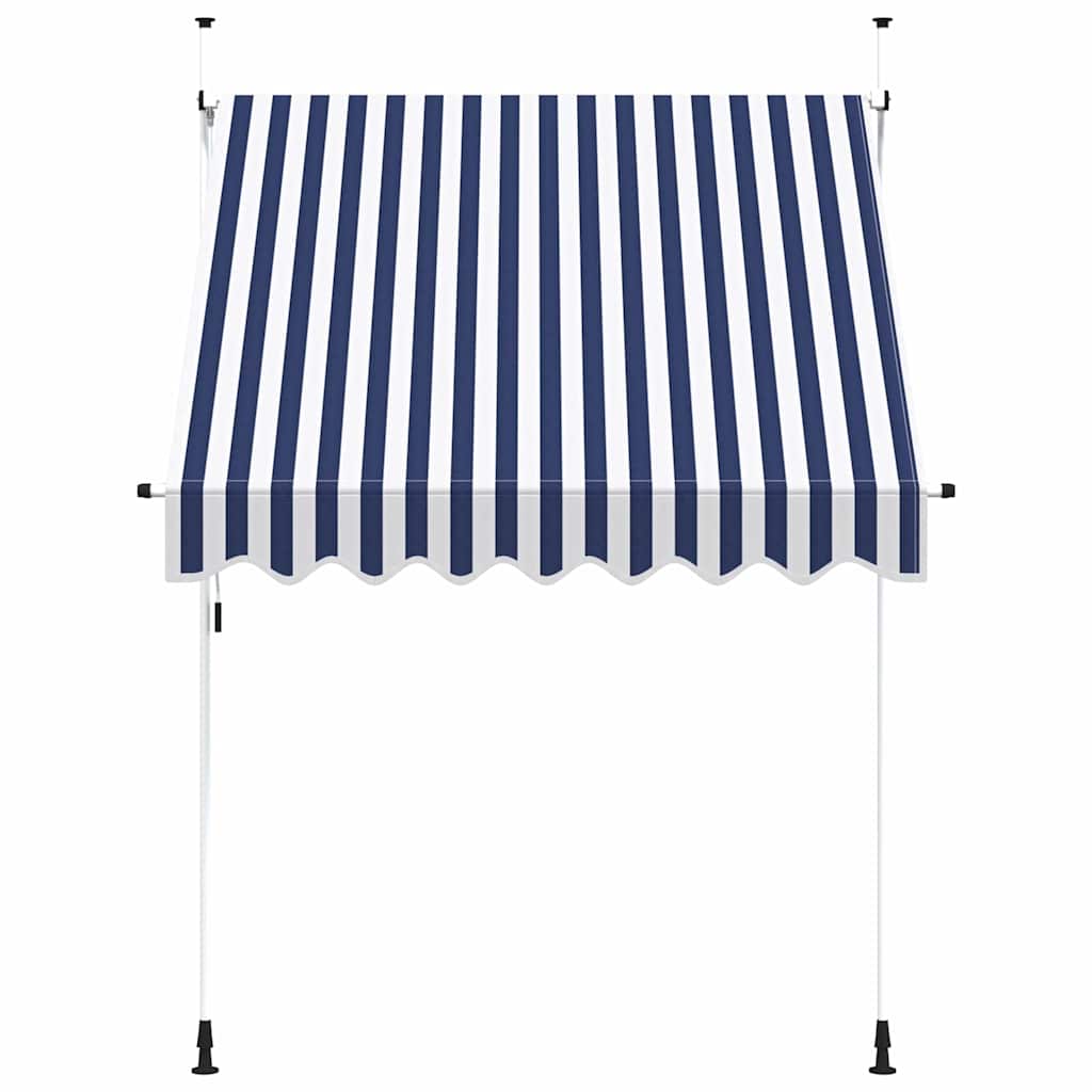Toldo Manual Retráctil 200 Cm Azul Y Blanco A Rayas_2