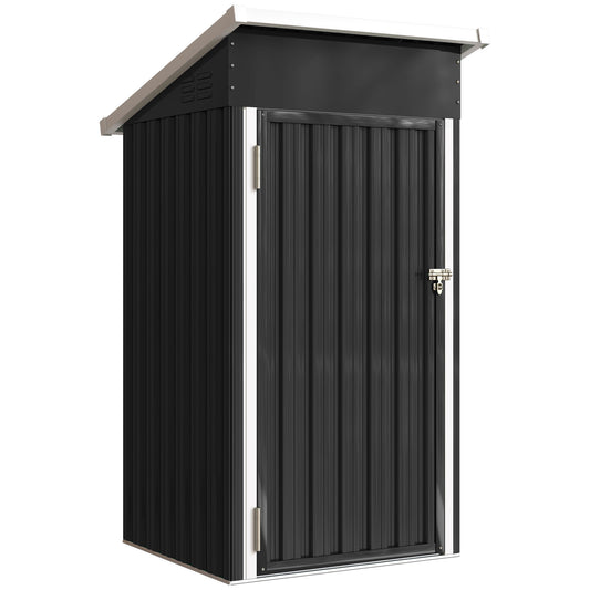 Outsunny Caseta De Jardín Exterior 107,5x91x185 Cm Puerta Con Cerradura Gris_0