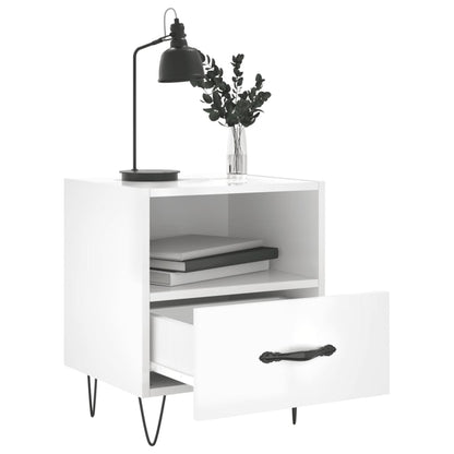 Mesita Noche 2 Uds Madera Ingeniería Blanco Brillo 40x35x47,5cm_1