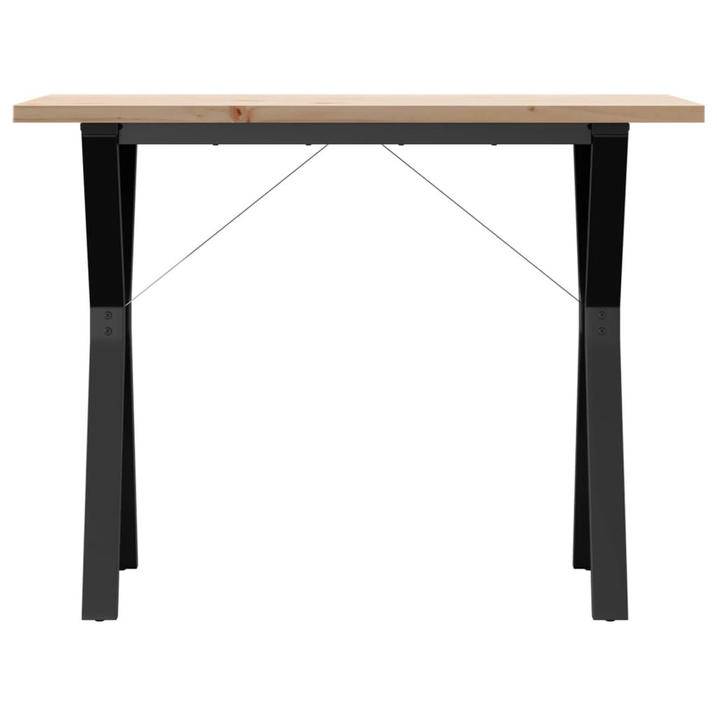 Mesa De Comedor Marco Y Madera Maciza Pino Acero 100x50x75,5 Cm_2