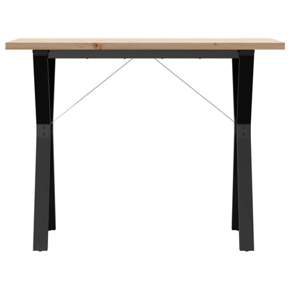 Mesa De Comedor Marco Y Madera Maciza Pino Acero 100x50x75,5 Cm_2