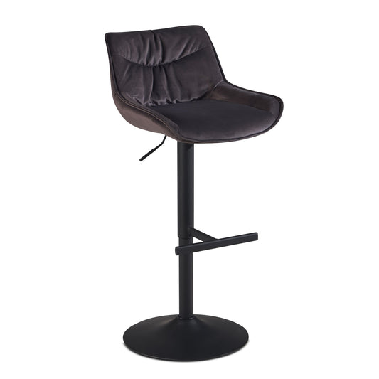 Taburete De Bar, Terciopelo Gris Con Respaldo 86 - 106 Cm_0