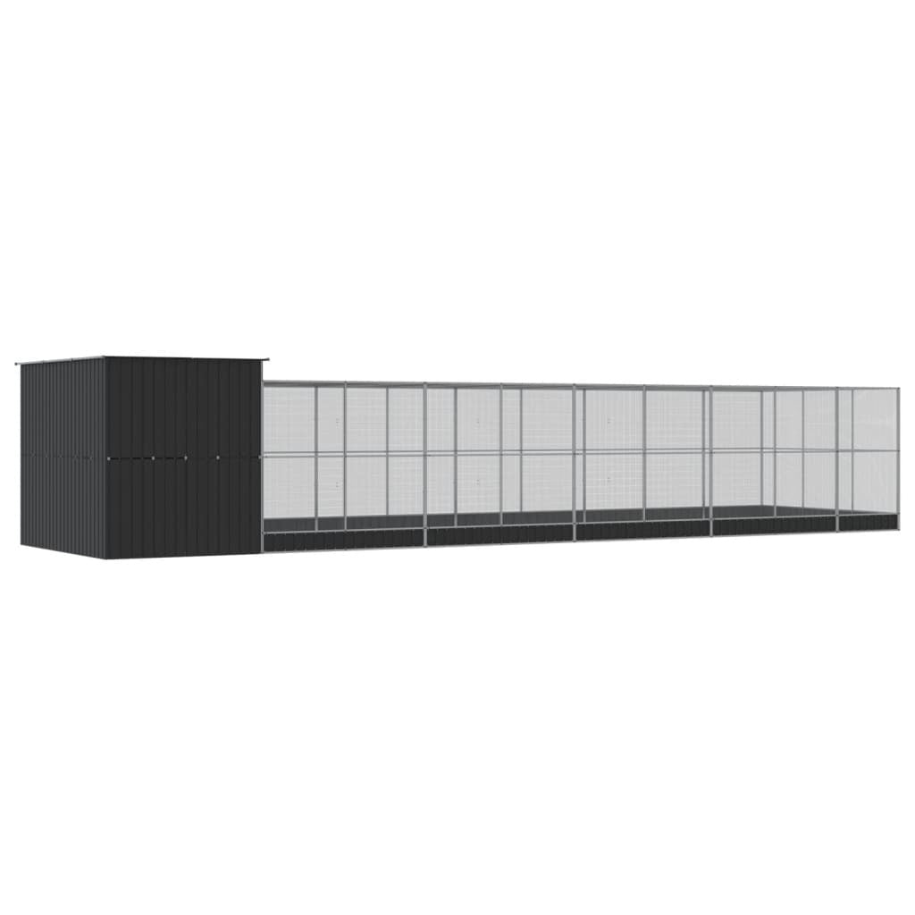 Vidaxl Pajarera Con Extensión Acero Plateado 1118x303x216 Cm_4