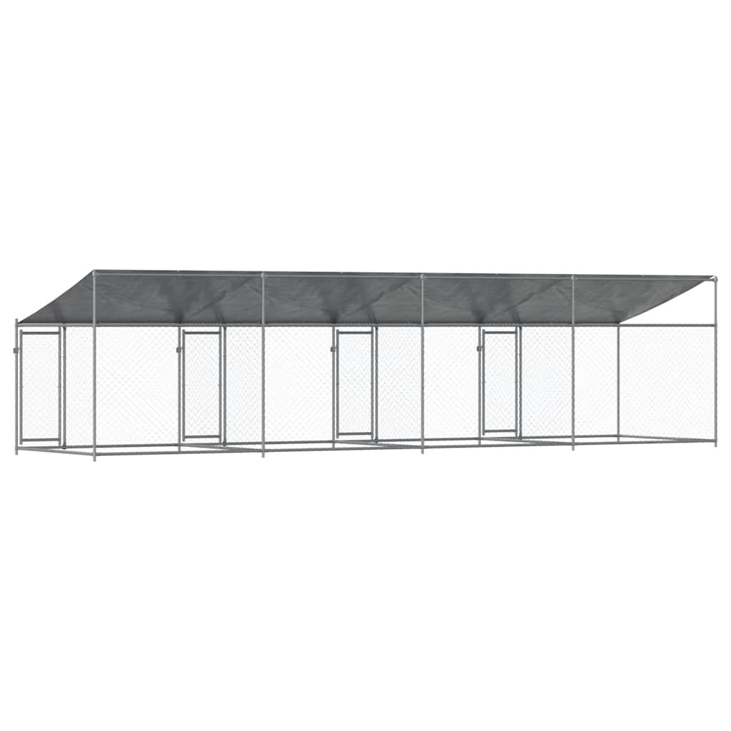 Jaula De Perros Techo Y Puertas Acero Galvanizado Gris 8x2x2 M_5