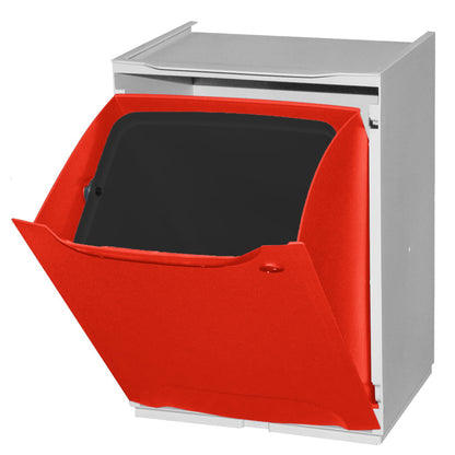 Papelera Reciclaje En Polipropileno Color Rojo, Con Depósito 20 L En El Interior_3