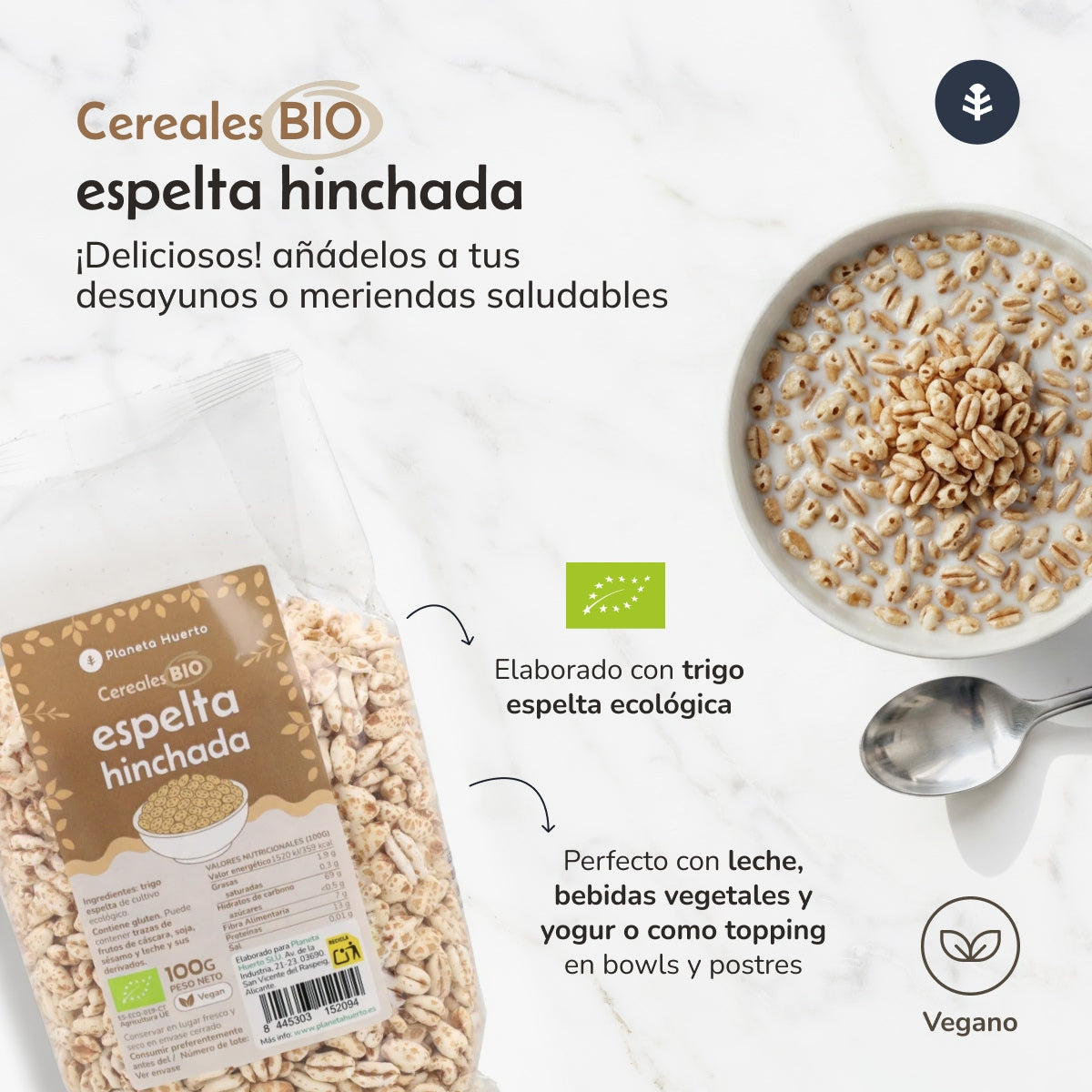 Trigo espelta hinchada ECO Planeta Huerto 100 g